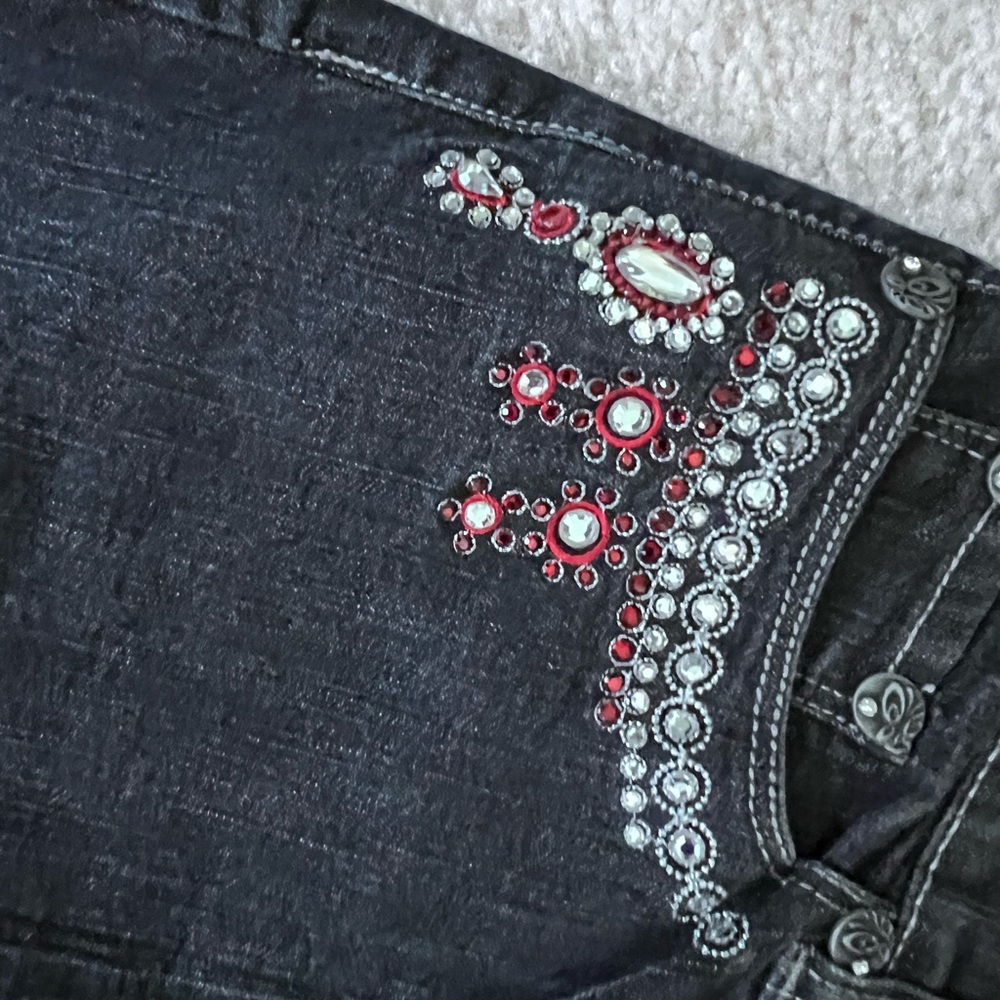 V Cristina red and crystal embellished Jeans, sz 6 - Picture 3 of 10